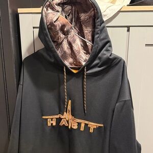 Habit Men's Black Hoodie with Camo Lined Hood